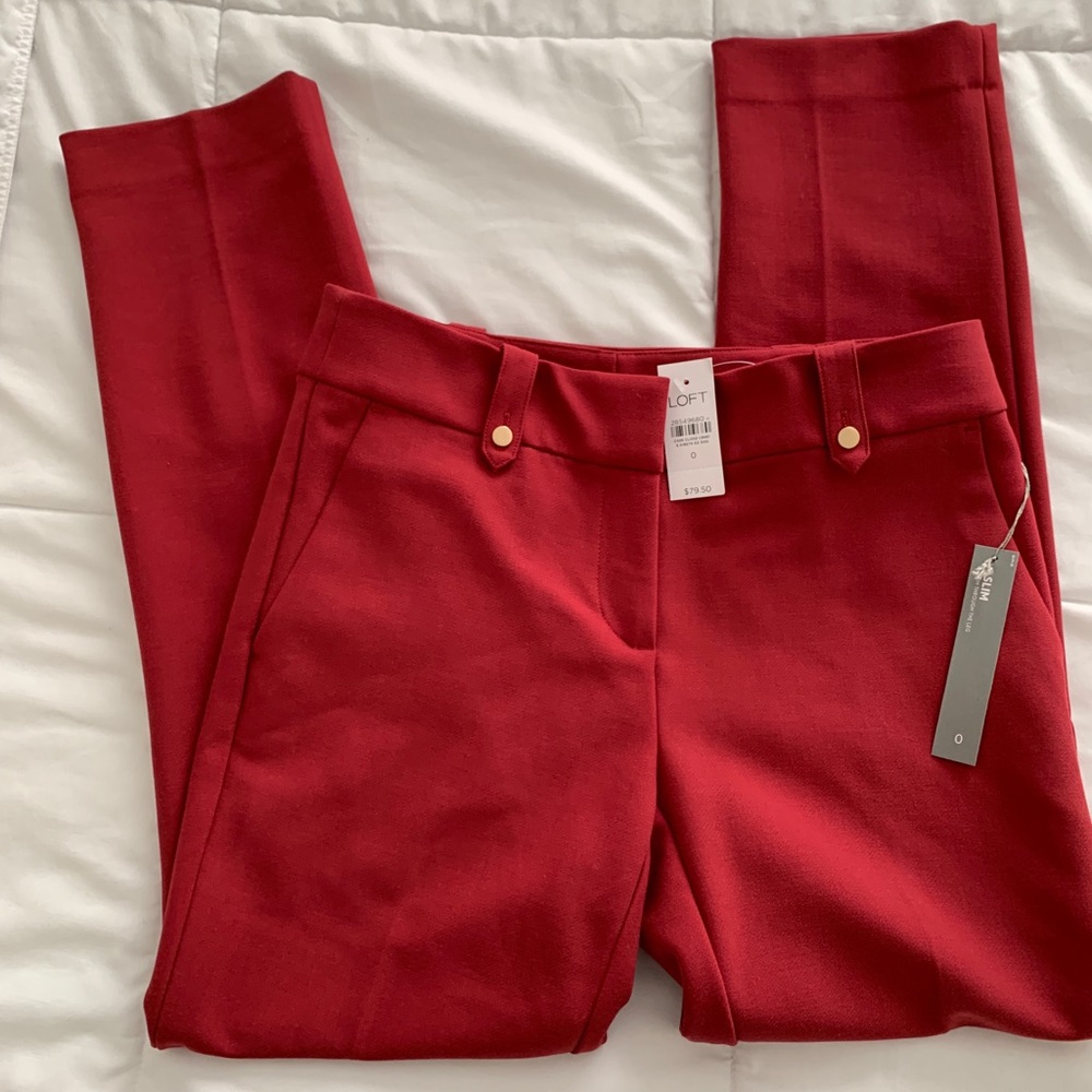 NWT Loft Buttoned Belt Loop Slim Pencil Pants 0